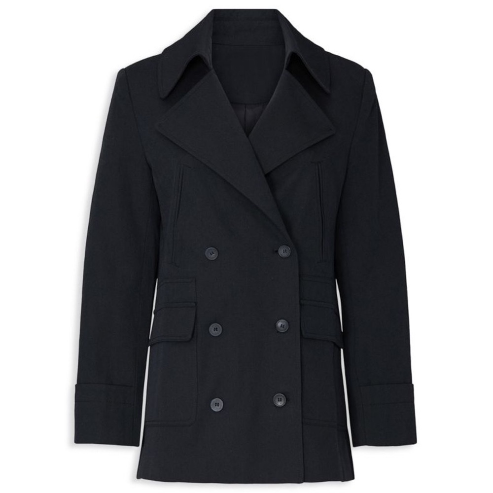 Current Elliott The Captain Double Breasted Peacoat Black Size 0 Blazer Jacket